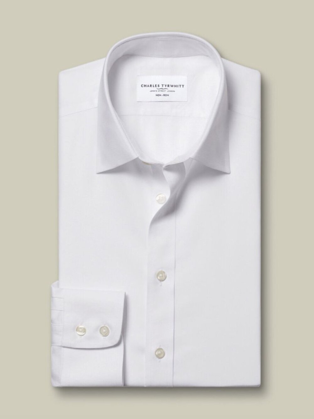 Charles Tyrwhitt Non-Iron Twill Shirt, White, 16.5" Classic Fit, EUC